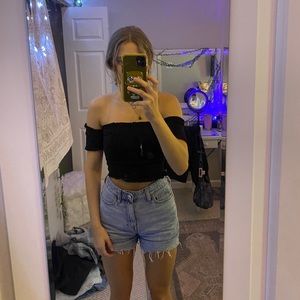 black off-the-shoulder top